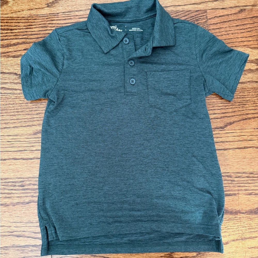 Boys Short Sleeve Polo Shirt - Dark Heather Green